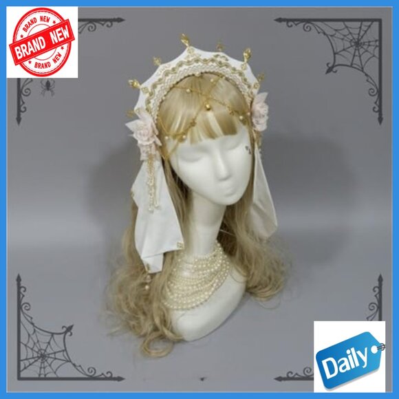 Medieval Tudor Crown Hairband with Detachable Veil for Cosplay Halloween